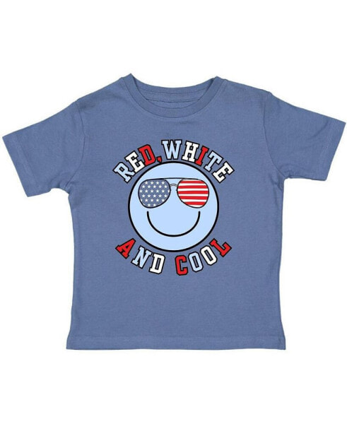 Little and Big Boys Red, White, and Cool Patriotic Smiley Short Sleeve T-Shirt