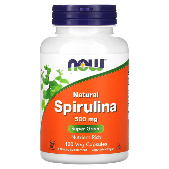 Капсулы веганские NOW Natural Spirulina, 500 мг, 120 шт.