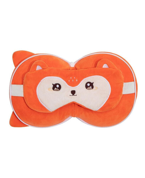 Kids 2-in-1 Travel Pillow and Eye Mask Animal Plush Soft Eye Mask Blindfold for Sleeping, Nights and Travel