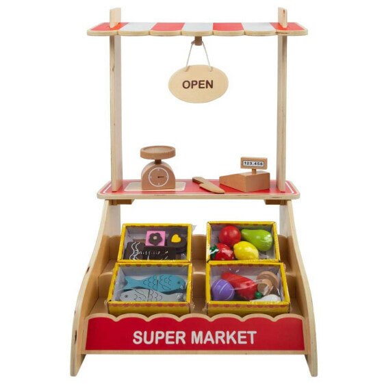 WOOMAX Wooden Toy Supermarket With Accessories