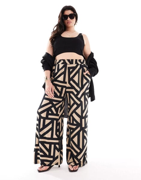 Yours wide leg trousers in geo print