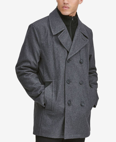 Men's Peacoat with Inset Bib