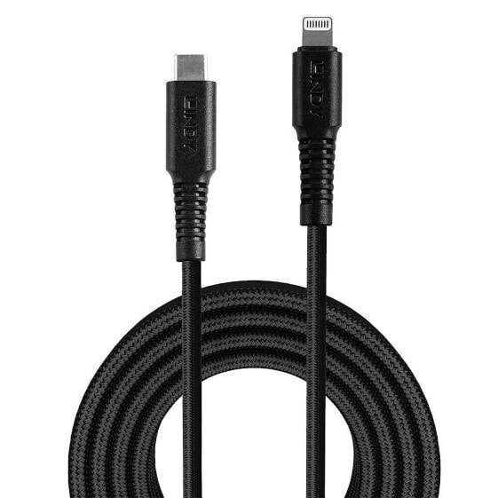 Lindy 3m Reinforced USB Type C to Lightning Cable - 3 m - Lightning - USB C - Male - Male - Black