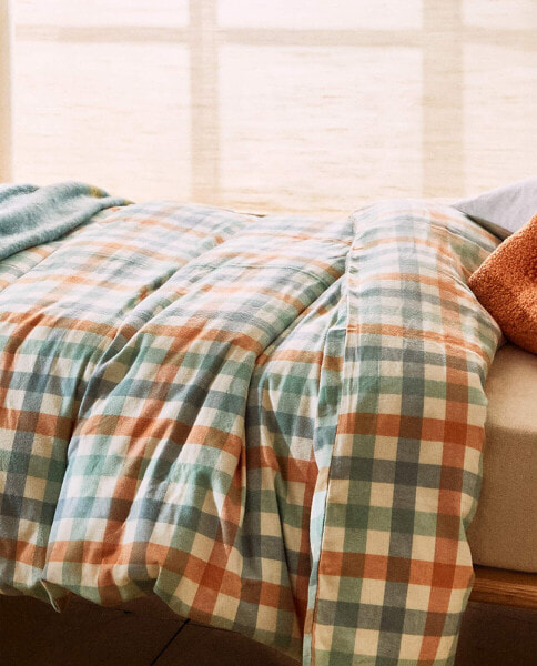 Gingham flannel duvet cover