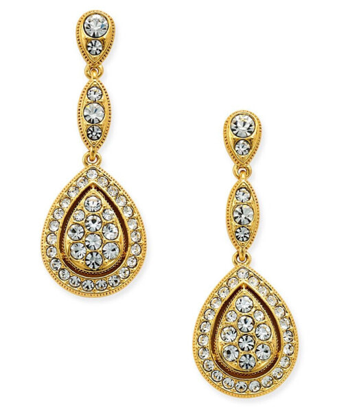 Gold-Tone Teardrop Pavé Drop Earrings, Created for Macy's