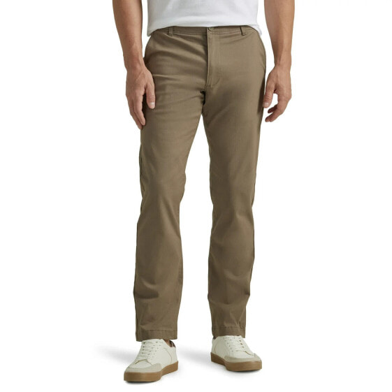 Lee® Flat Front Chino with Motion Flex Waistband Pant Men's 30x30 Brown Cotton