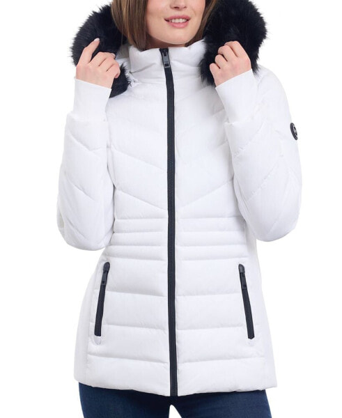 Women's Faux-Fur-Trim Hooded Puffer Coat, Created for Macy's