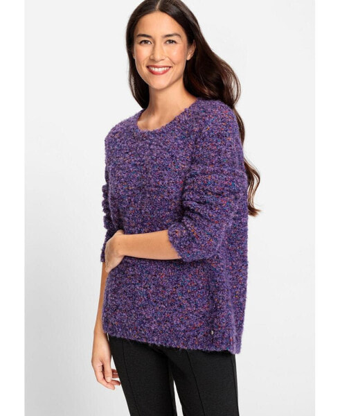 Women's Long Sleeve Boucle Yarn Sweater