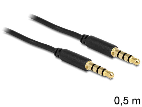 Черный аудио кабель Delock 3.5мм - мужской плоский 0.5м