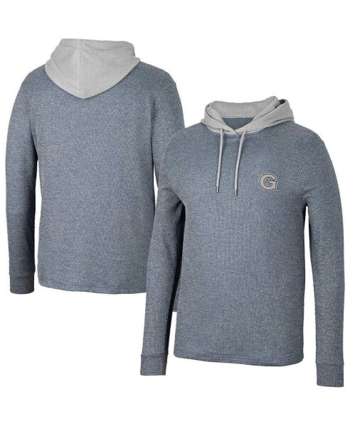 Men's Navy Georgetown Hoyas Ballot Waffle-Knit Thermal Long Sleeve Hoodie T-shirt