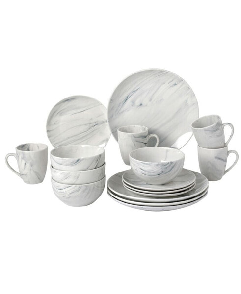 Marble 16 Piece Service for 4 Dinnerware Set
