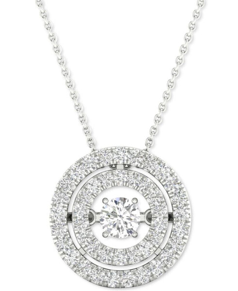 Twinkling Diamond Star diamond Double Halo 18" Pendant Necklace (3/8 ct. t.w.) in 10k White Gold