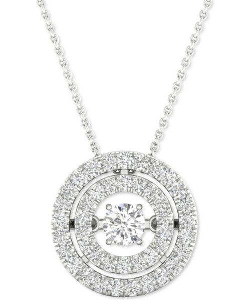 Diamond Double Halo 18" Pendant Necklace (3/8 ct. t.w.) in 10k White Gold