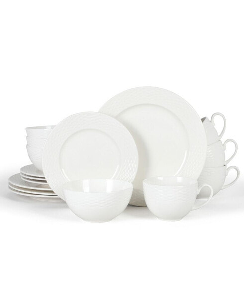 Maepoole Embossed 16 Piece Dinnerware Set, Service for 4