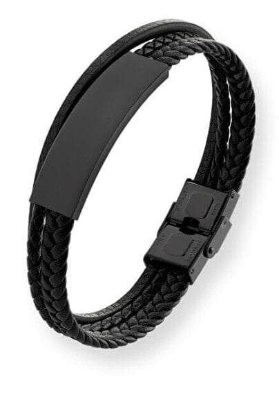 Modern black bracelet for men Leather VABOB033