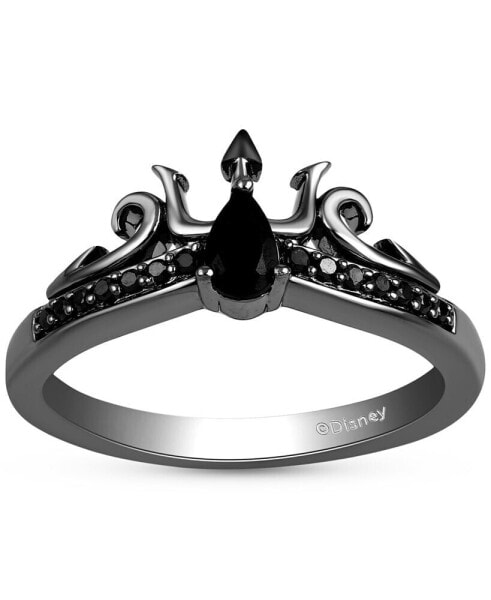 Enchanted Disney Fine Jewelry Onyx & Black Diamond (1/10 ct. t.w.) Ursula Ring in Black Rhodium-Plated Sterling Silver