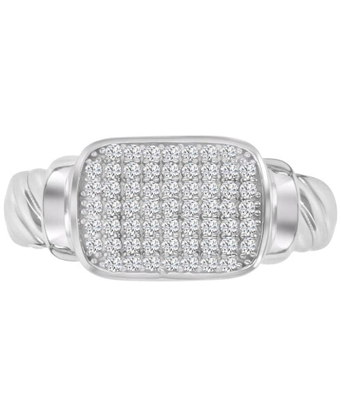 Cubic Zirconia Rectangular Cluster Twist Rope Statement Ring