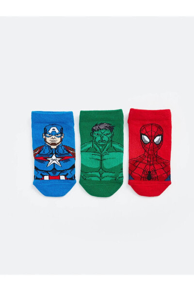 Spiderman Desenli Erkek Çocuk Patik Çorap 3'lü