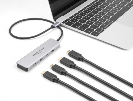 Хаб USB 10 Gbps Delock 64231 - разъем с 4 портами Тип-С 35 см - кабель - цифровой
