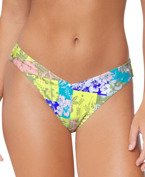 Juniors' Oahu Printed V-Shape Bikini Bottoms