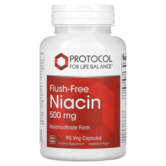 Витамины группы B Protocol For Life Balance Flush-Free Niacin, 500 мг, 90 капсул, вегетарианские