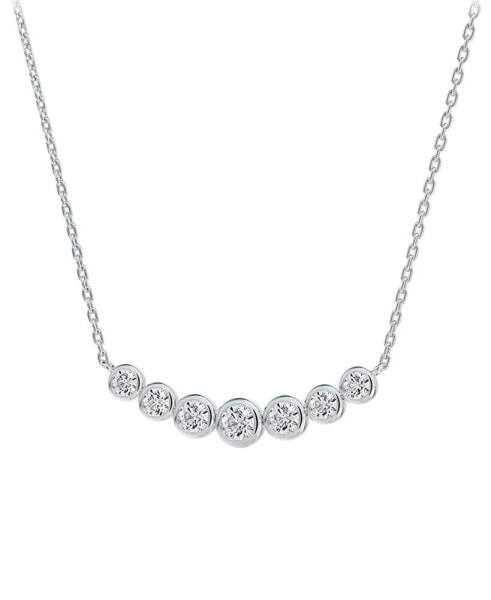 Diamond Seven Stone Bezel Necklace (7/8 ct. t.w.) in 14k White Gold, 16" + 2" extender