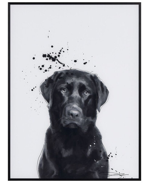 "Labrador Retriever" Pet Paintings on Printed Glass Encased with a Black Anodized Frame, 24" x 18" x 1"