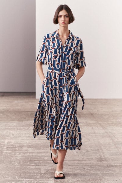Платье из ткани с геометрическим принтом — zw collection ZARA