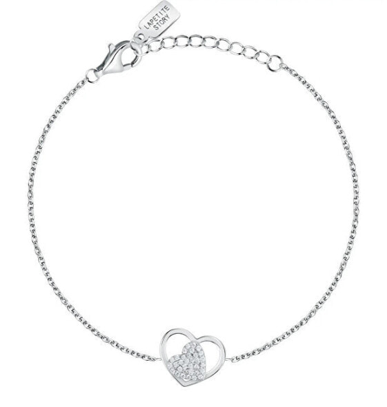 Romantic silver bracelet with hearts Silver LPS05AWV19