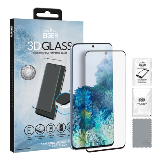 Защитная пленка для мобильного телефона Eiger 3D CF SP Glass Samsung S20+ Clear/Black - Прозрачная/Черная - для Samsung Galaxy S20+ - Черный/Прозрачный - 1 шт