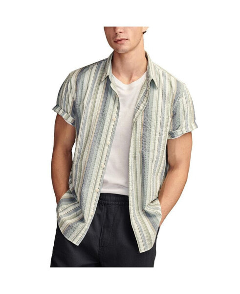 Men's Striped Seersucker Short Sleeve Shirt