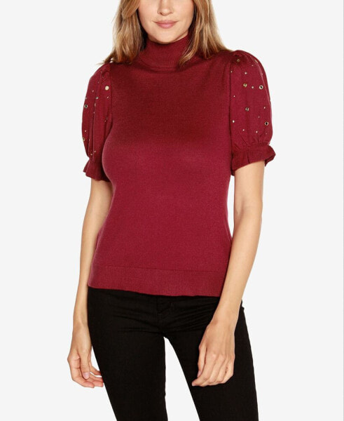 Black Label Women's Embellished Puff-Sleeve Sweater