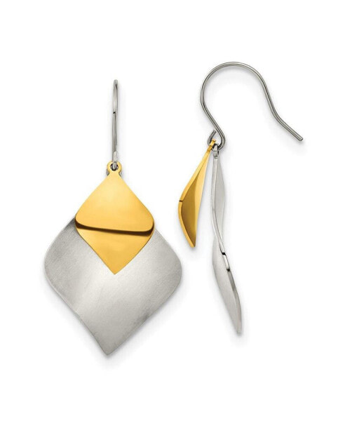 Stainless Steel Brushed Polished Yellow plated Dangle Earrings