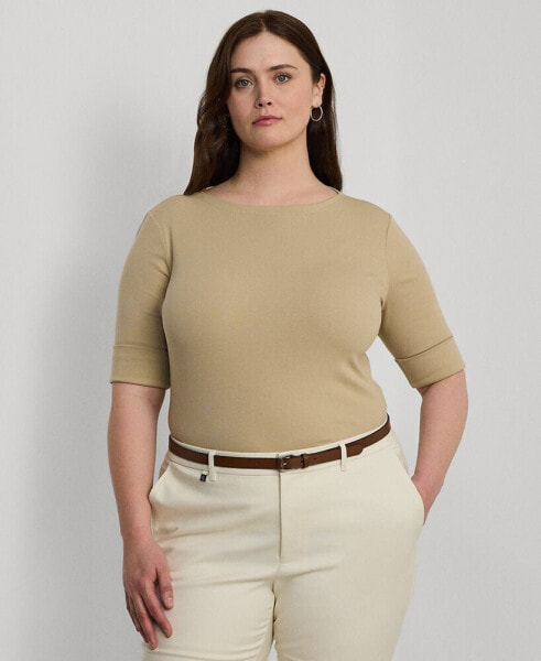 Plus Size Boat-Neck Tee