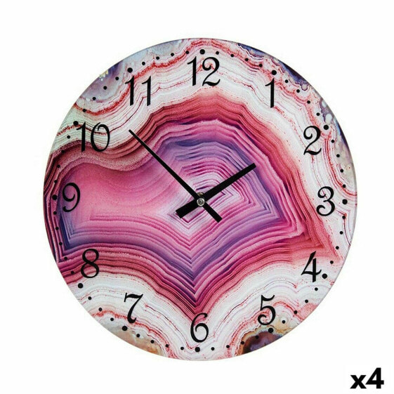 Настенное часы Мрамор Розовый Стеклянный 30 x 4 x 30 cm (4 штук)
