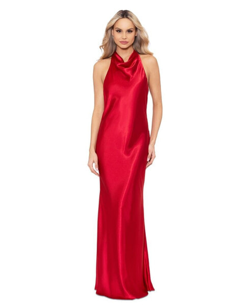 Women's Halter-Neck Sleeveless Satin Gown