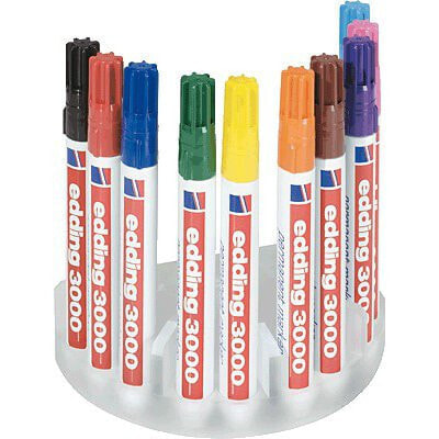 Маркеры многоцветные EDDING 3000 box - черный, синий, коричневый, зеленый, голубой, оранжевый, розовый, фиолетовый, красный, желтый - наконечник круглый - пластик - 1.5 мм - 3 мм