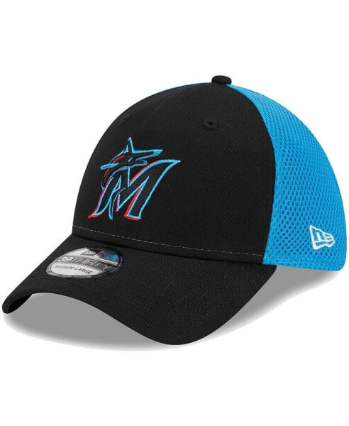 Men's Black Miami Marlins Team Neo 39THIRTY Flex Hat