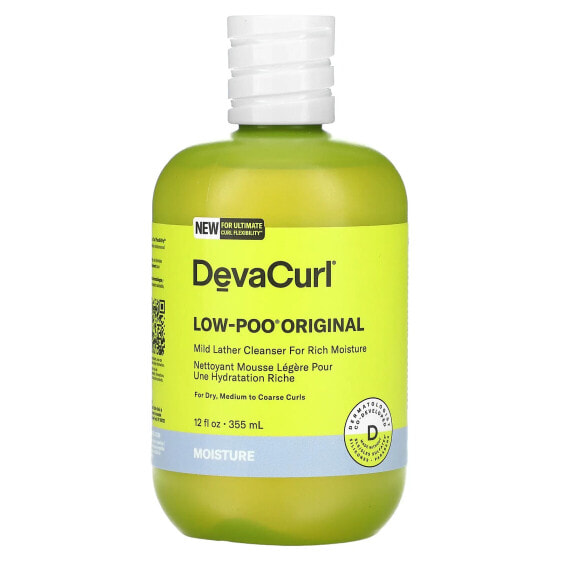 DevaCurl, Original, с низким содержанием пули, очищающее средство с мягкой пеной для насыщенного увлажнения, для сухих, средних и жестких локонов, 355 мл (12 жидк. Унций)