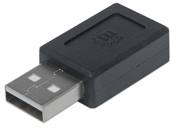 Manhattan USB-C to USB-A Adapter - Female to Male - 480 Mbps (USB 2.0) - Hi-Speed USB - Black - Lifetime Warranty - Polybag - USB A - USB C - Black
