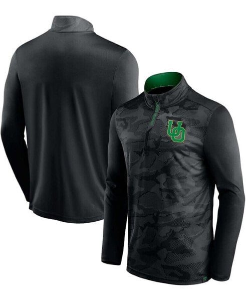 Куртка с квартальной молнией Fanatics для мужчин в черно-зеленых цветах Oregon Ducks Depth Chart Camo Jacquard