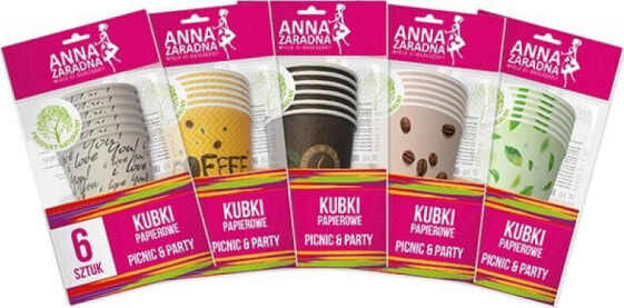 Anna Zaradna Kubki papierowe 200 ml, 6 szt., mix kolorów