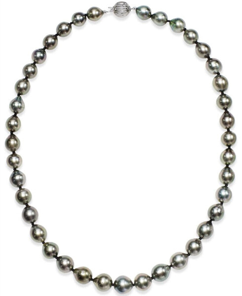 Tahitian Multi-Color Pearl (9-11mm) Strand Necklace in 14k White Gold