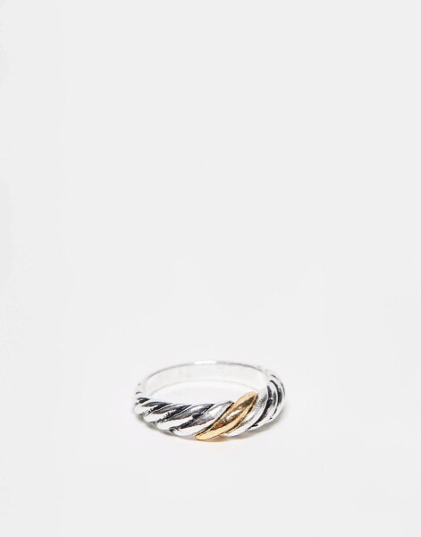 Faded Future – Verdrehter Ring aus Metallmix in Silber