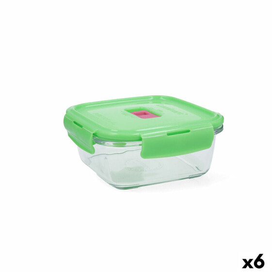 Герметичная коробочка для завтрака Luminarc Pure Box Holy Зеленый Cтекло Квадратный 760 ml (6 штук)