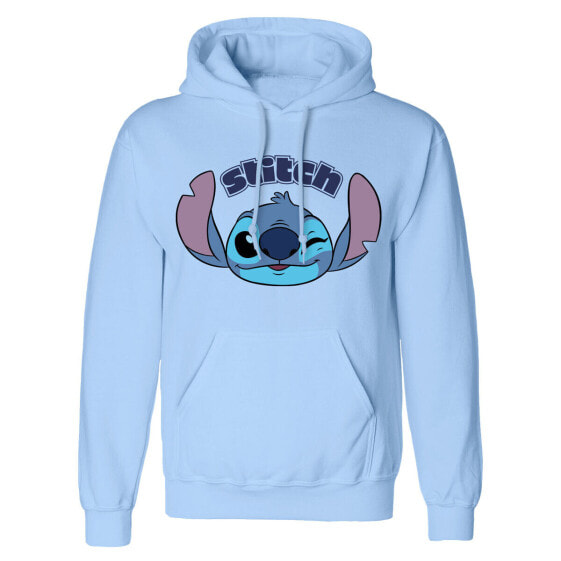 Толстовка с капюшоном унисекс Stitch Cute Face Синяя