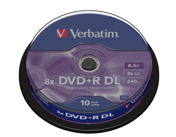 Verbatim VB-DPD55S1 - DVD+R DL - 120 mm - Spindle - 10 pc(s) - 8.5 GB