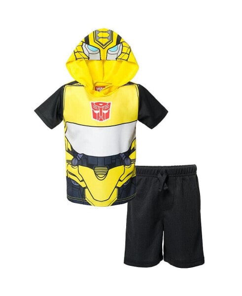 Boys Optimus Prime Bumblebee Megatron Athletic Pullover T-Shirt and Mesh Shorts Outfit Set to