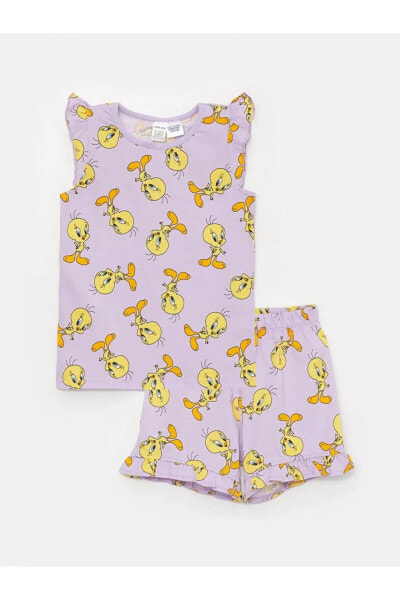 Lcw Baby Bisiklet Yaka Tweety Baskılı Kız Bebek Pijama Takımı