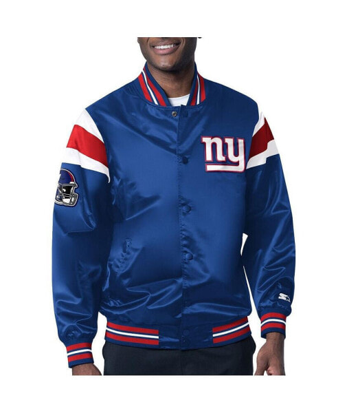 Men's Royal New York Giants Satin Full-Snap Varsity Jacket